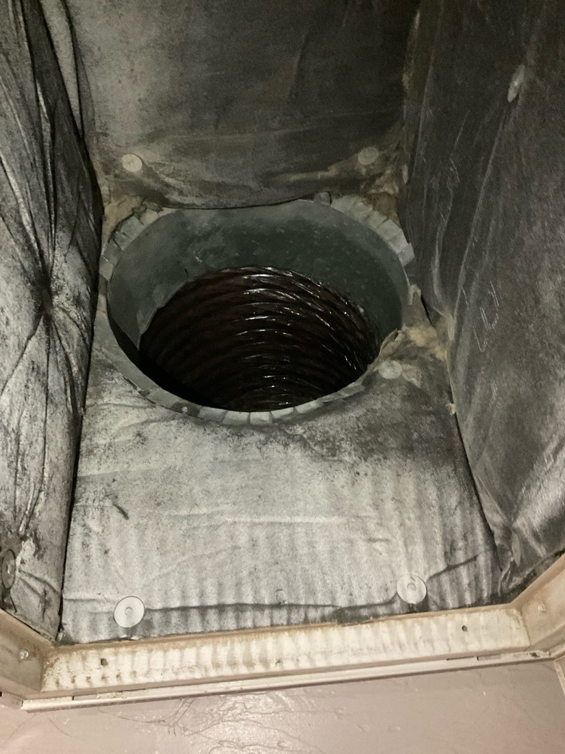 Cleaned flexible ductwork coil in HVAC system